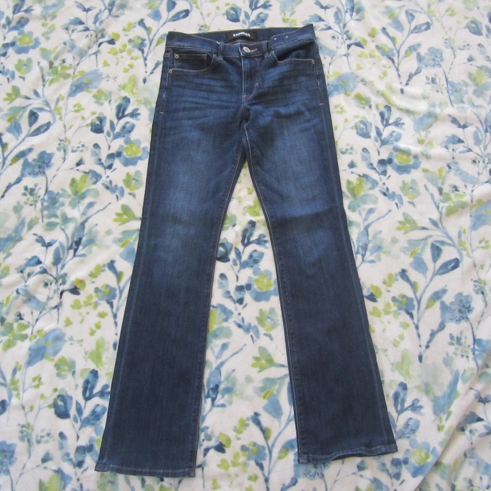 Express 4R Barely Boot Mid Rise Dark Blue Jeans